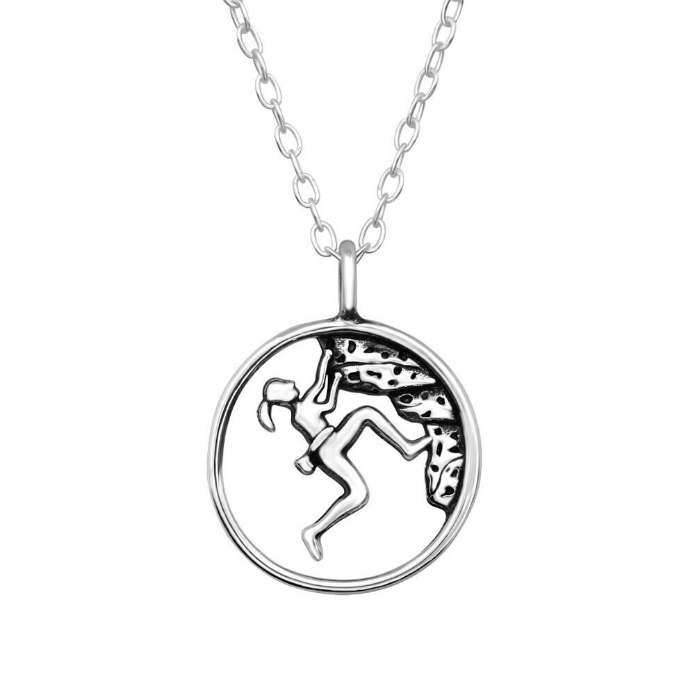 Sterling Silver Mountain Climber Pendant Necklace 925